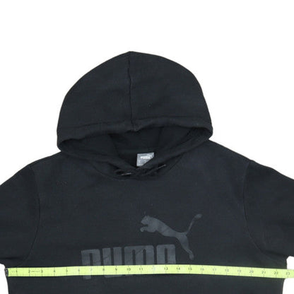 Puma Mens Black Pullover Hoodie Size M Logo Fleece Sweatshirt