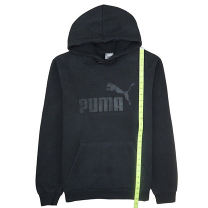 Puma Mens Black Pullover Hoodie Size M Logo Fleece Sweatshirt