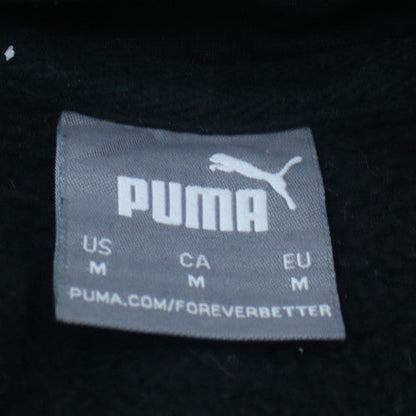 Puma Mens Black Pullover Hoodie Size M Logo Fleece Sweatshirt