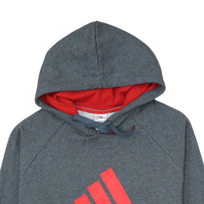 Adidas Mens Grey XL Pullover Hoodie with Red Logo