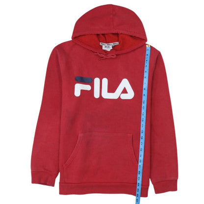 FILA Men's Red Pullover Hoodie M Fleece Graphic Sports Sweatshirt