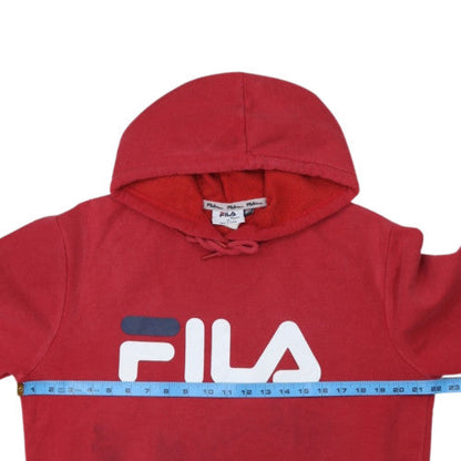 FILA Men's Red Pullover Hoodie M Fleece Graphic Sports Sweatshirt