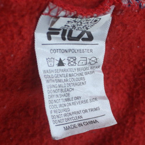 FILA Men's Red Pullover Hoodie M Fleece Graphic Sports Sweatshirt