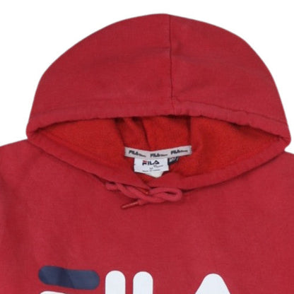 FILA Men's Red Pullover Hoodie M Fleece Graphic Sports Sweatshirt