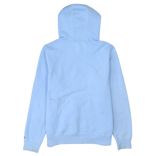 Tommy Hilfiger Men Blue Pullover Hoodie L Logo Fleece Casual