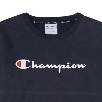Champion Mens Blue Logo Pullover Sweatshirt Size L Crew Neck