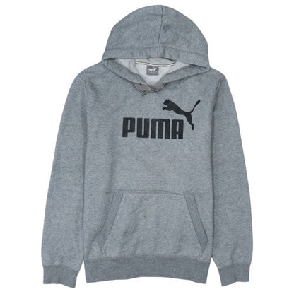 Puma Mens Grey Hoodie Medium Pullover Logo Cotton Blend Sportswear