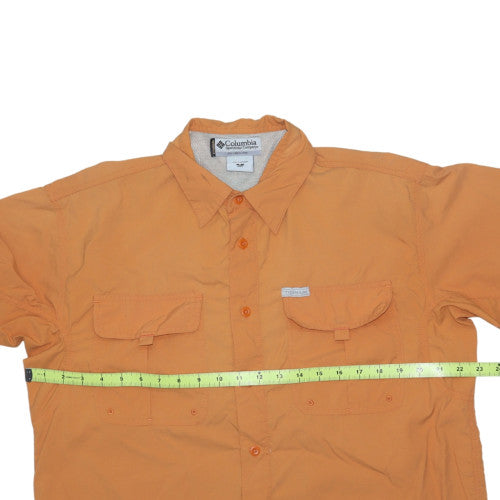 Columbia Men's Orange Short Sleeve Nylon Button-Up Outdoor Shirt M