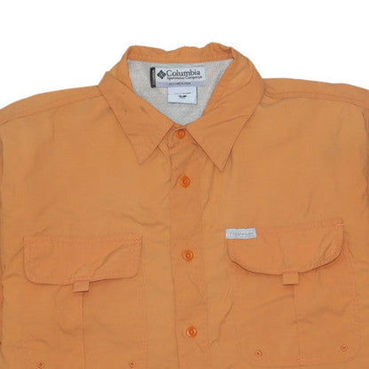 Columbia Men's Orange Short Sleeve Nylon Button-Up Outdoor Shirt M