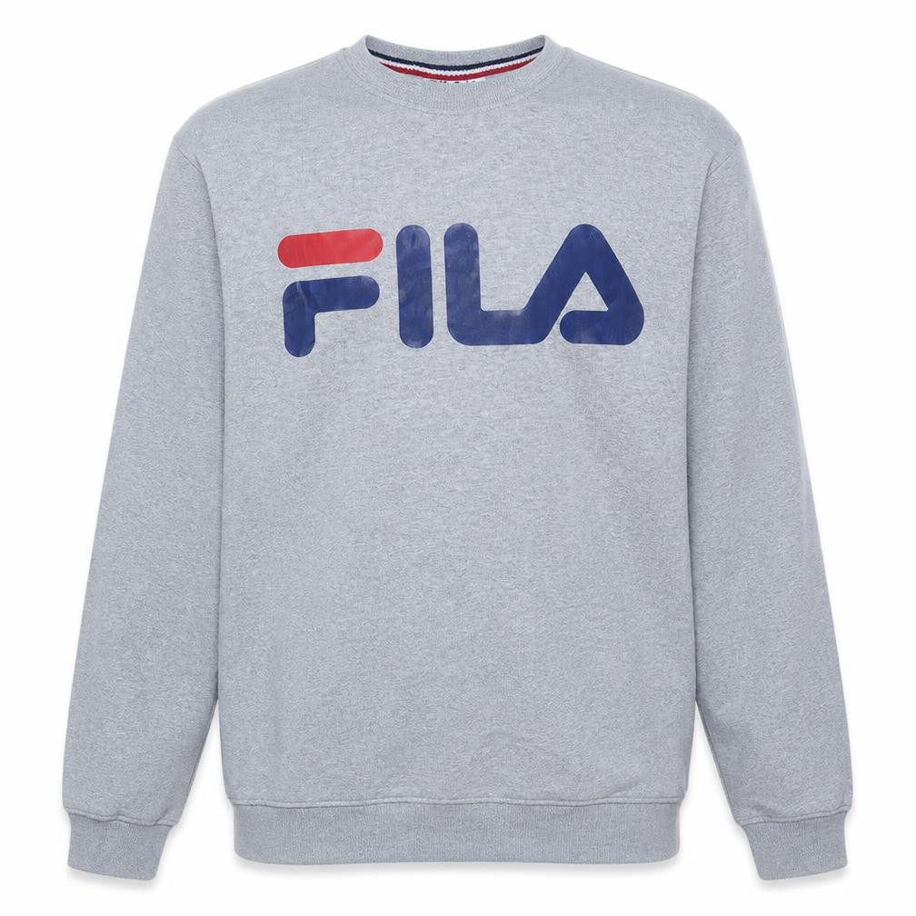 Fila Men's Grey Logo Pullover Sweatshirt Size L Regular Fit