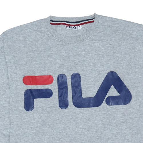 Fila Men's Grey Logo Pullover Sweatshirt Size L Regular Fit