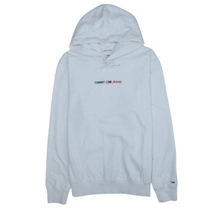 Tommy Jeans Mens White XL Pullover Hoodie with Logo Print