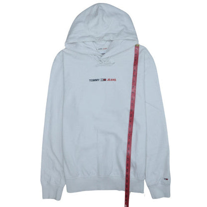 Tommy Jeans Mens White XL Pullover Hoodie with Logo Print