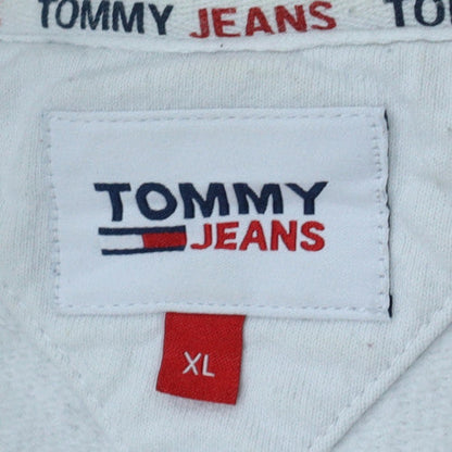 Tommy Jeans Mens White XL Pullover Hoodie with Logo Print
