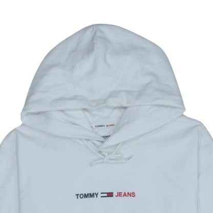 Tommy Jeans Mens White XL Pullover Hoodie with Logo Print