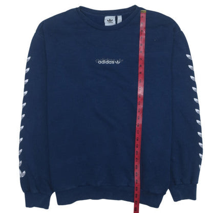 Adidas Men's Blue XL Pullover Sweatshirt Crew Neck Logo Fleece