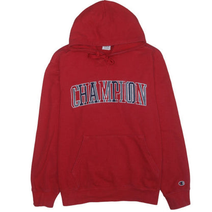 Champion Men's Red XL Pullover Hoodie with Logo Print