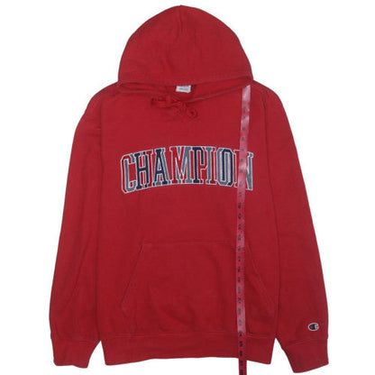 Champion Men's Red XL Pullover Hoodie with Logo Print