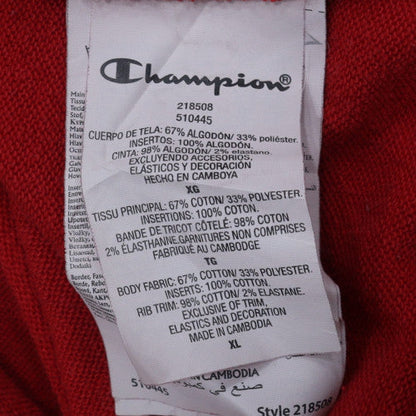 Champion Men's Red XL Pullover Hoodie with Logo Print