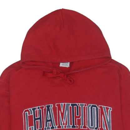 Champion Men's Red XL Pullover Hoodie with Logo Print