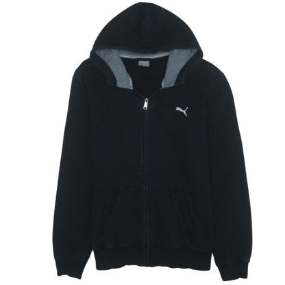 Puma Men's Black Full Zip Hoodie L Fleece Logo Sportswear