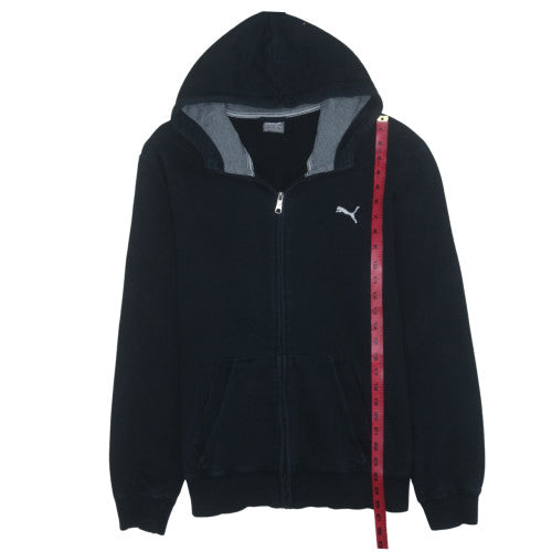 Puma Men's Black Full Zip Hoodie L Fleece Logo Sportswear