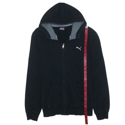Puma Men's Black Full Zip Hoodie L Fleece Logo Sportswear