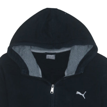 Puma Men's Black Full Zip Hoodie L Fleece Logo Sportswear