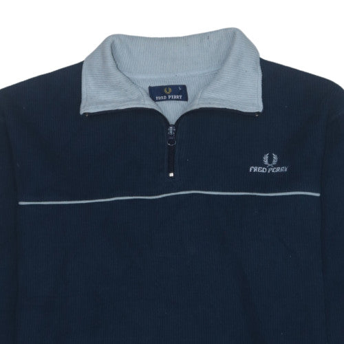 Fred Perry Men's Blue 1/4 Zip Cotton Sweatshirt Size L