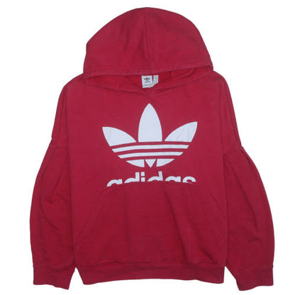 Adidas Women's Red Pullover Hoodie XL Cotton Blend Casual Sportswear