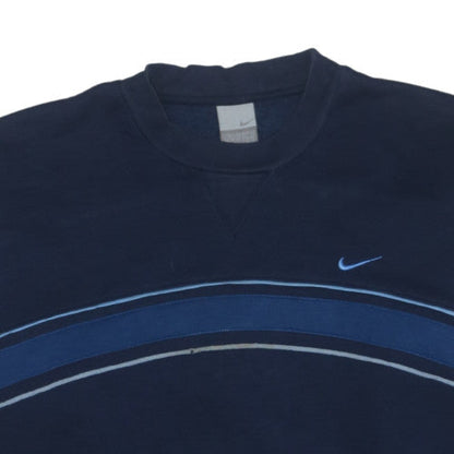 Nike Mens Blue Logo Pullover Sweatshirt L Regular Fit Vintage