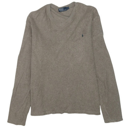 Ralph Lauren Men's Beige Wool V-Neck Jumper Size M Classic Fit