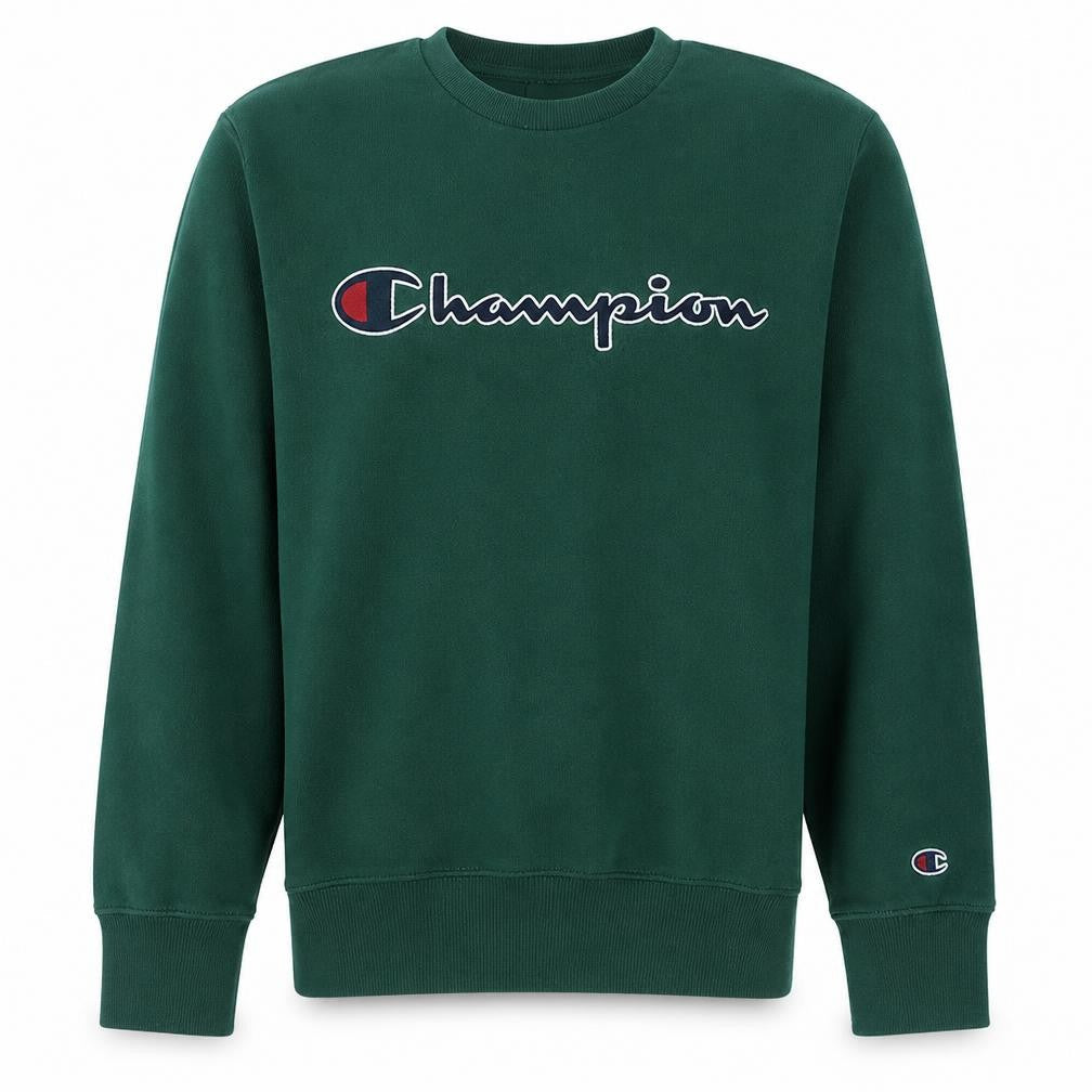 Champion Men's Green Medium Pullover Sweatshirt Crew Neck Logo