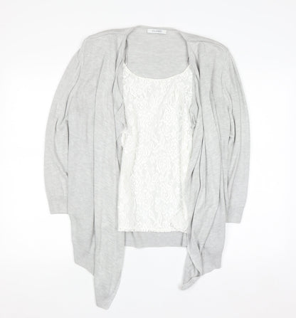 Marks and Spencer Women’s Grey Cardigan Size 14 Knit Open Front