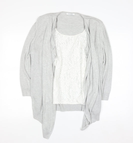 Marks and Spencer Women’s Grey Cardigan Size 14 Knit Open Front