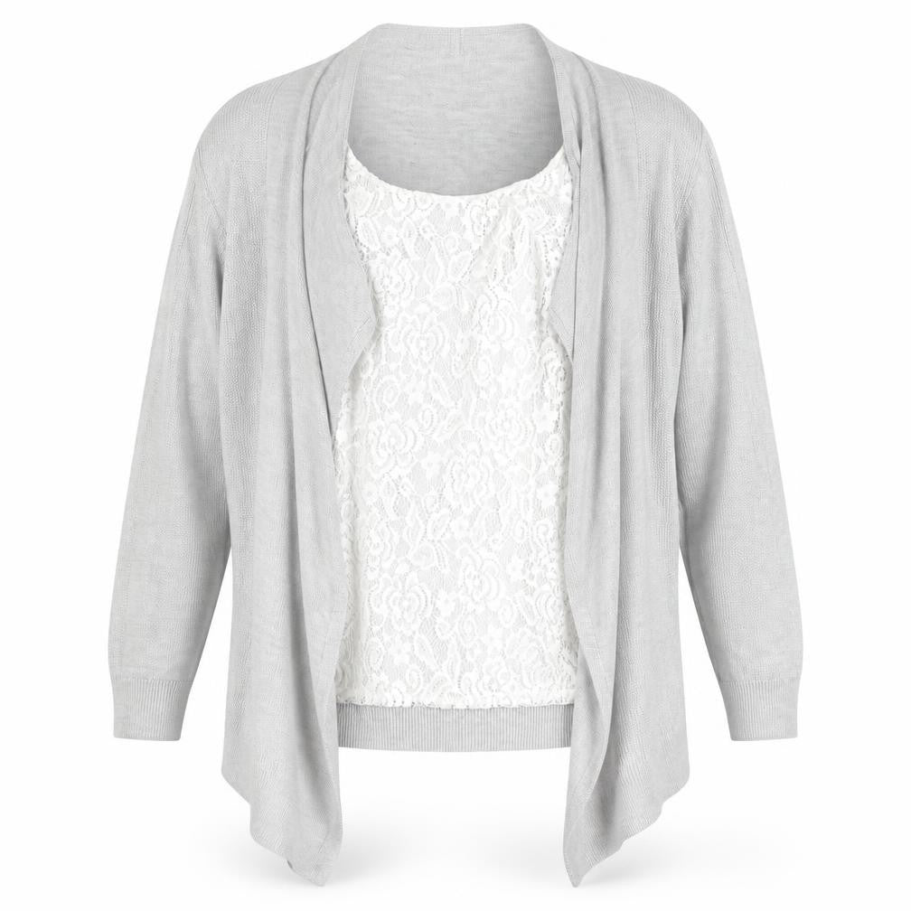 Marks & Spencer Women’s Grey Cardigan Size 14 Knit Open Front