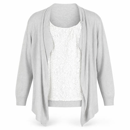 Marks & Spencer Women’s Grey Cardigan Size 14 Knit Open Front