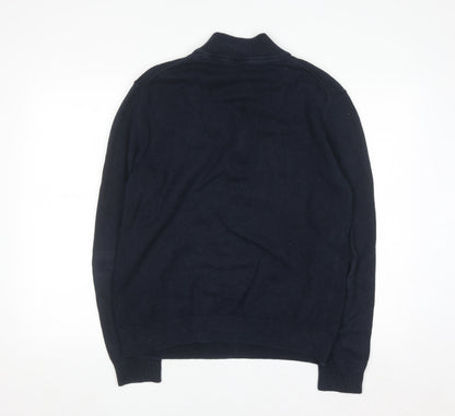Crew Clothing Company Men’s Blue Cotton Cashmere 1/4 Zip Jumper L