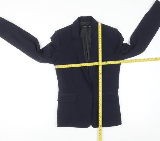 Mango Womens Blue Blazer Jacket Size 6 Regular Fit Basic Workwear