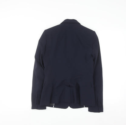 Mango Womens Blue Blazer Jacket Size 6 Regular Fit Basic Workwear