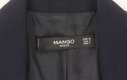 Mango Womens Blue Blazer Jacket Size 6 Regular Fit Basic Workwear