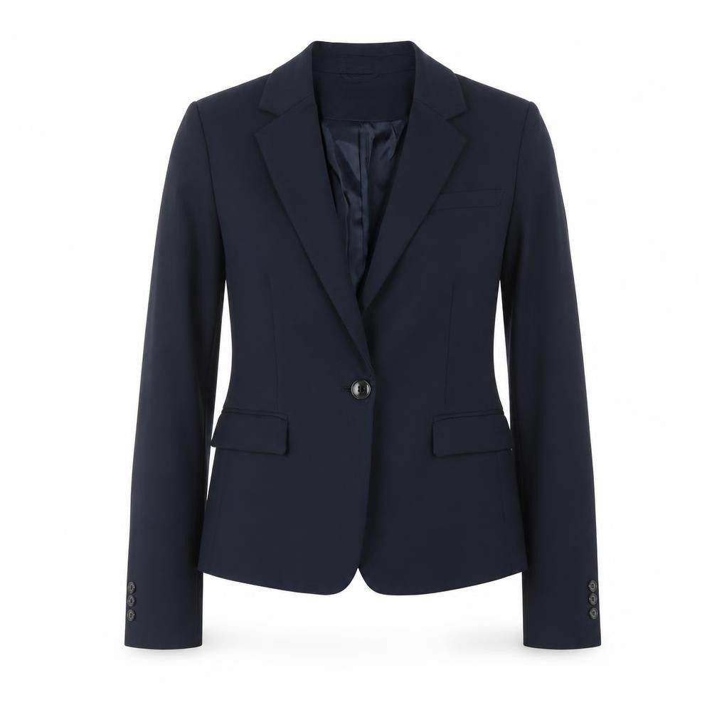 H&M Women's Blue Cotton Blend Fitted Blazer Size 12