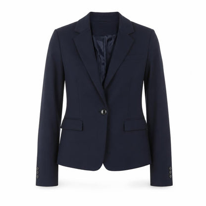 H&M Women's Blue Cotton Blend Fitted Blazer Size 12