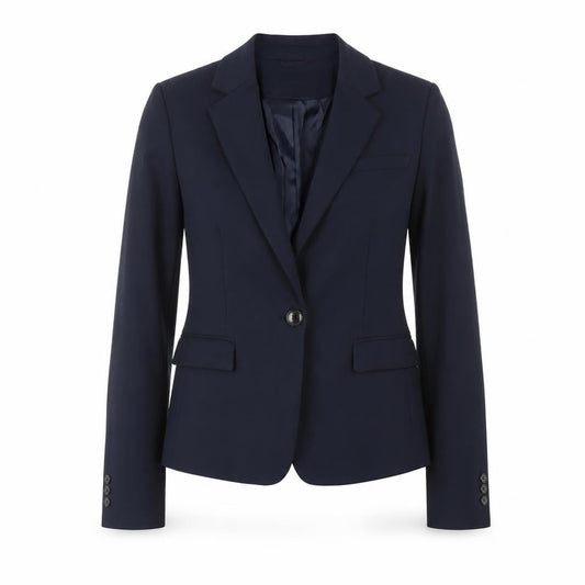 H&M Women's Blue Cotton Blend Fitted Blazer Size 12