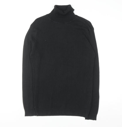 Brave Soul Men’s Black Roll Neck Knit Jumper Size L