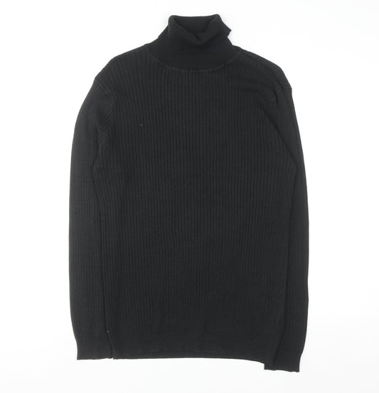Brave Soul Men’s Black Roll Neck Knit Jumper Size L
