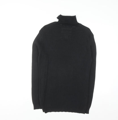Brave Soul Men’s Black Roll Neck Knit Jumper Size L