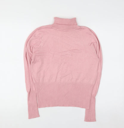Laura Ashley Women Pink Roll Neck Knit Jumper Size 14