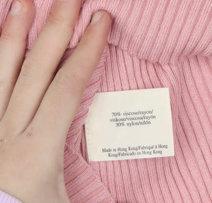 Laura Ashley Women Pink Roll Neck Knit Jumper Size 14