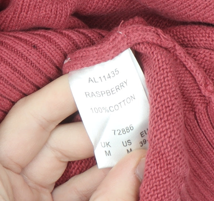 Cotton Traders Men's Pink 1/4 Zip Cotton Jumper Size M